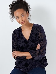 Crew Clothing Company Blue Textured Blouse - Image 1 of 1