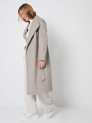 Threadbare Brown Shawl Collar Tie Waist Formal Maxi Coat - Image 3 of 4