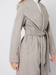 Threadbare Brown Shawl Collar Tie Waist Formal Maxi Coat - Image 4 of 4
