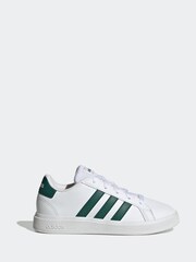 adidas White/Green Kids Sportswear Grand Court Lifestyle Tennis Lace-Up Trainers - Image 1 of 9