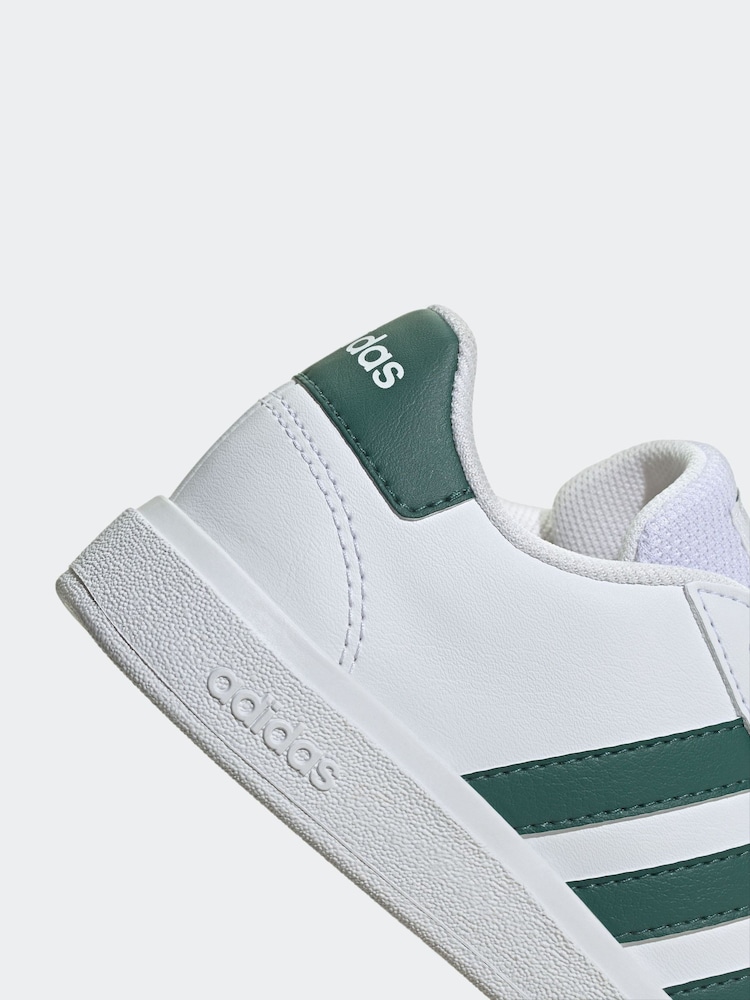 adidas White/Green Kids Sportswear Grand Court Lifestyle Tennis Lace-Up Trainers - Image 9 of 9