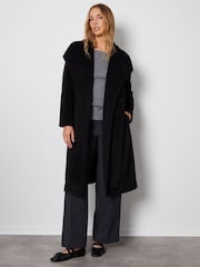 Threadbare Black Shawl Collar Tie Waist Formal Maxi Coat - Image 3 of 6