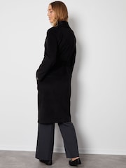 Threadbare Black Shawl Collar Tie Waist Formal Maxi Coat - Image 4 of 6