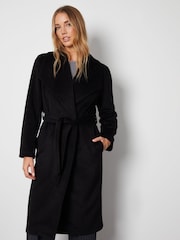 Threadbare Black Shawl Collar Tie Waist Formal Maxi Coat - Image 5 of 6