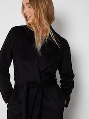 Threadbare Black Shawl Collar Tie Waist Formal Maxi Coat - Image 6 of 6