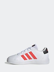 adidas Red/White Kids Sportswear Grand Court Lifestyle Tennis Lace-Up Trainers - Image 2 of 9