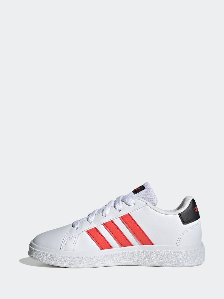 adidas Red/White Kids Sportswear Grand Court Lifestyle Tennis Lace-Up Trainers - Image 2 of 9