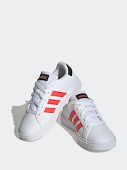 adidas Red/White Kids Sportswear Grand Court Lifestyle Tennis Lace-Up Trainers - Image 4 of 9