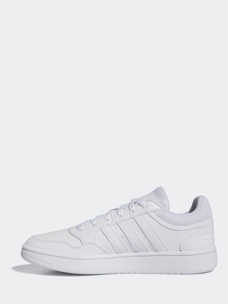 adidas White Originals Hoops 3.0 Low Classic Vintage Trainers - Image 2 of 9