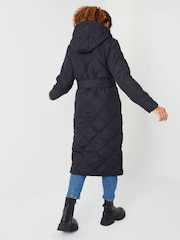 Черный - Threadbare стеганое пальто и поясом - Image 3 of 4