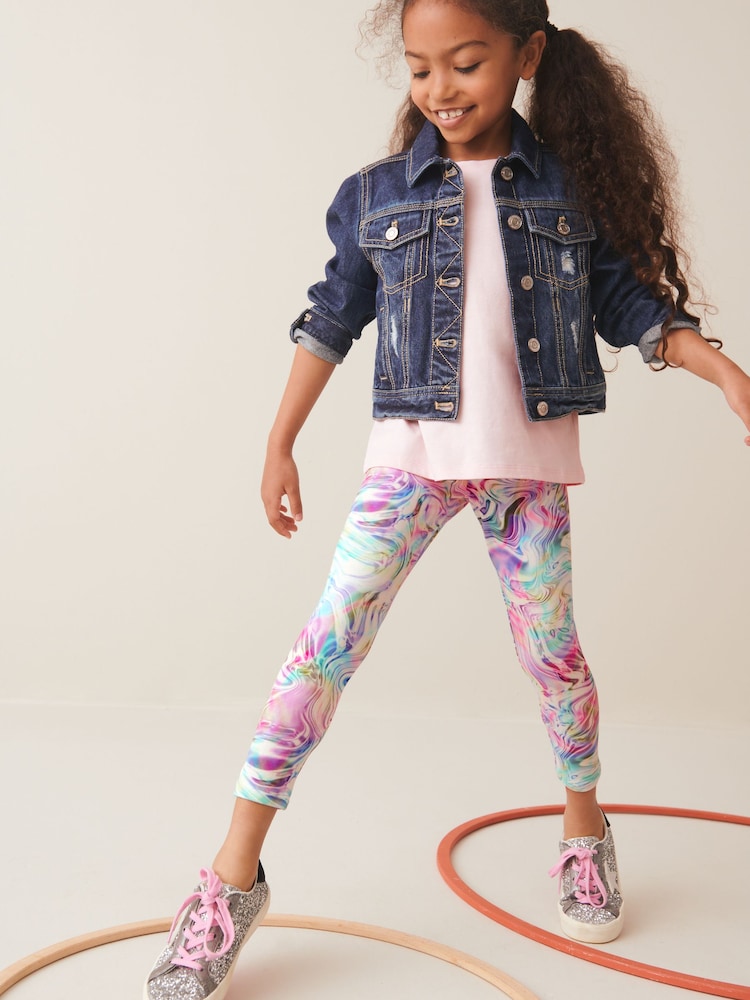 Pink/Blue/Purple Printed Leggings (3-16yrs) - Image 1 of 8