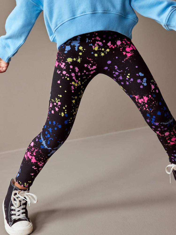 Noir/rose/bleu éclaboussures - Leggings imprimés (3-16ans) - Image 3 of 6