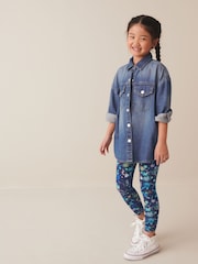 Navy Blue Splat Printed Leggings (3-16yrs) - Image 1 of 7
