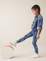 Navy Blue Splat Printed Leggings (3-16yrs) - Image 3 of 7