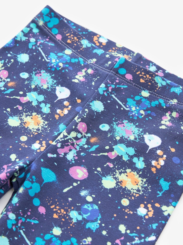 Navy Blue Splat Printed Leggings (3-16yrs) - Image 7 of 7