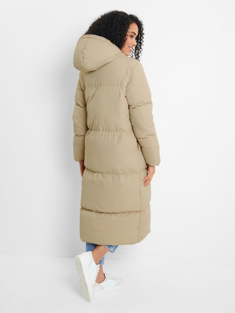Threadbare Beige Longline Hooded Padded Coat - Image 2 of 4