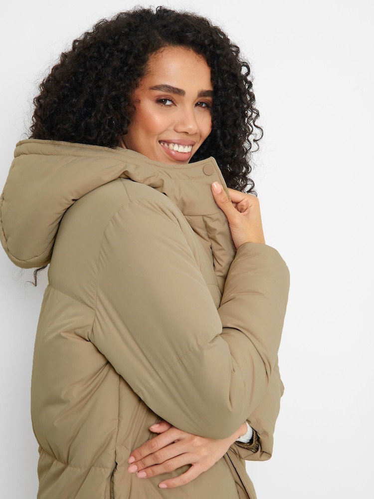 Threadbare Beige Longline Hooded Padded Coat - Image 4 of 4