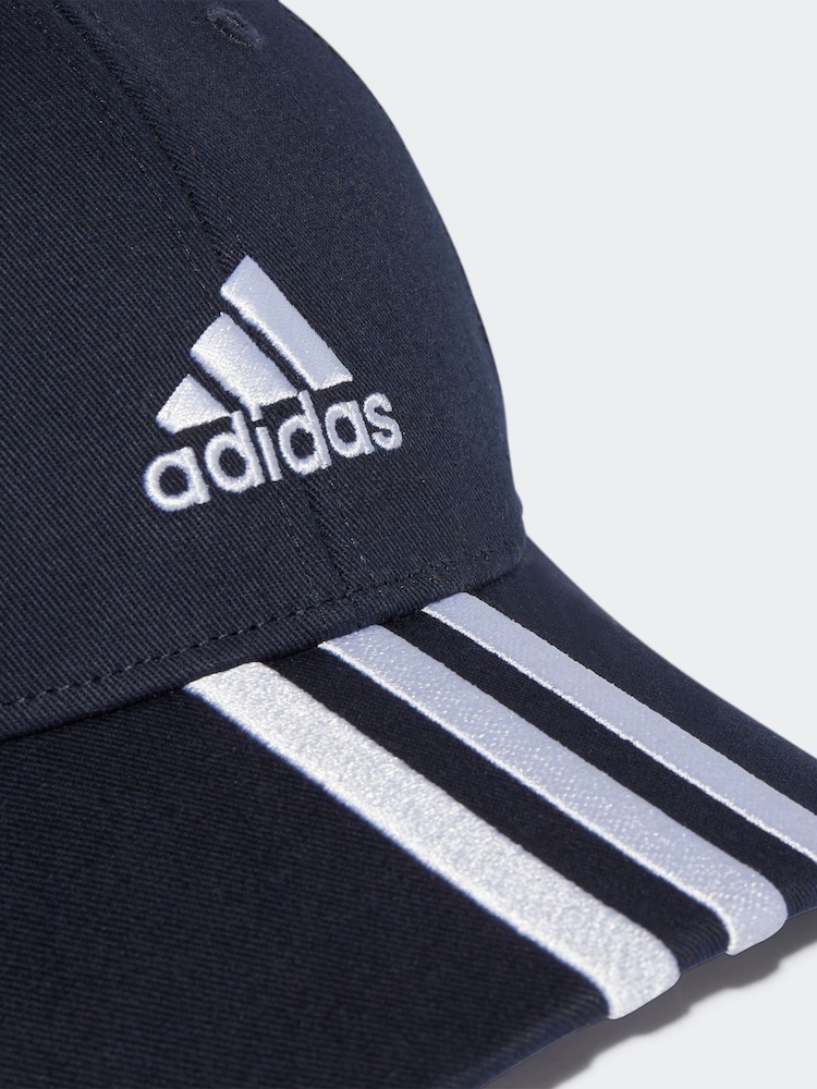 adidas Blue Baseball 100% Cotton 3-Stripe Cap - Image 4 of 5