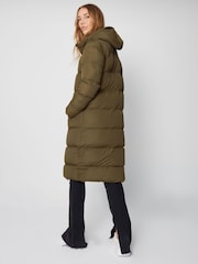 Threadbare Green Longline Hooded Padded Puffer Coat - Image 3 of 5