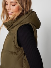 Threadbare Green Longline Hooded Padded Puffer Coat - Image 4 of 5