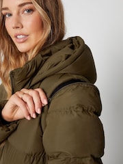 Threadbare Green Longline Hooded Padded Puffer Coat - Image 5 of 5