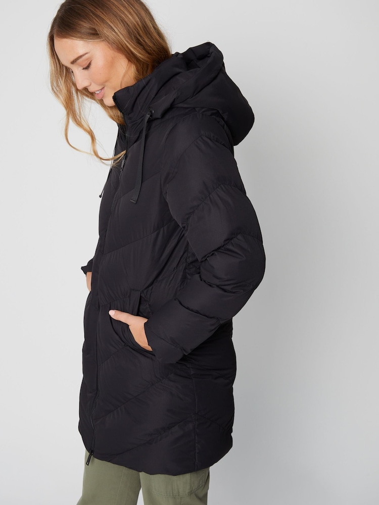 Threadbare Black Hooded Padded Mid Length Jacket - Image 3 of 5
