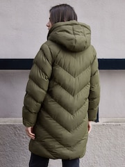 Threadbare Green Hooded Padded Mid Length Jacket - Image 2 of 5