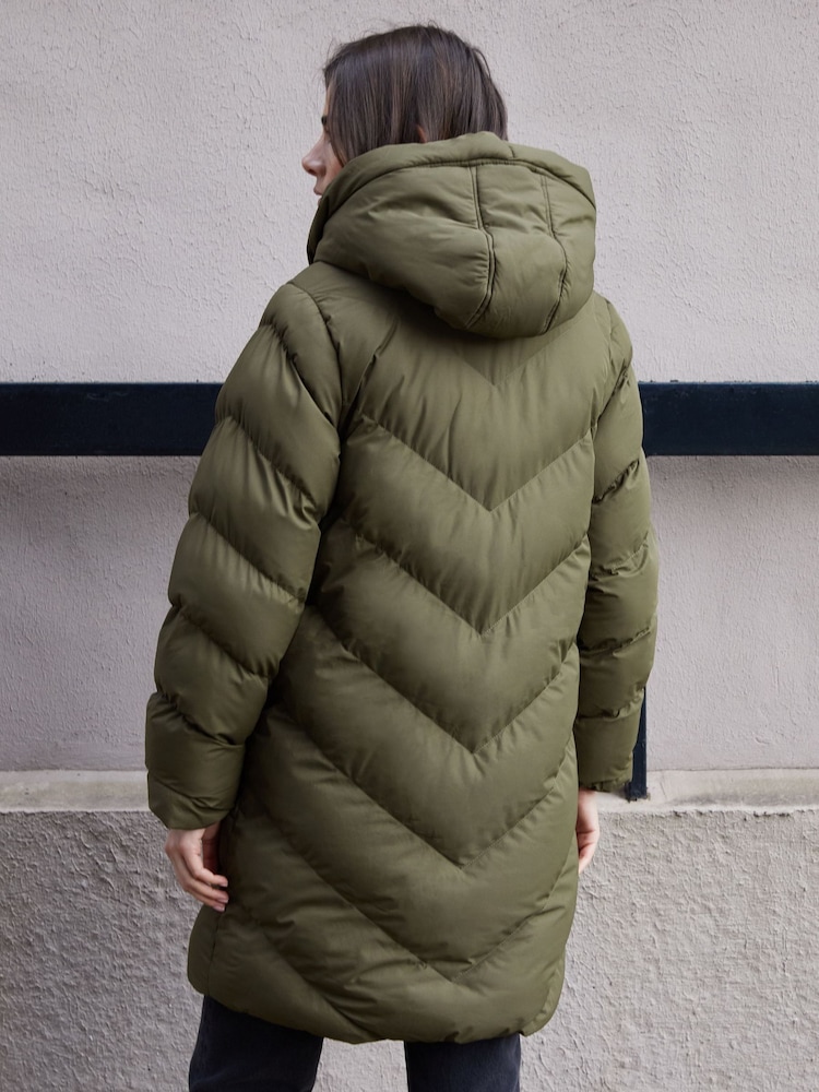Threadbare Green Hooded Padded Mid Length Jacket - Image 2 of 5
