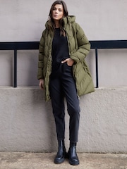 Threadbare Green Hooded Padded Mid Length Jacket - Image 3 of 5