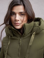 Threadbare Green Hooded Padded Mid Length Jacket - Image 4 of 5