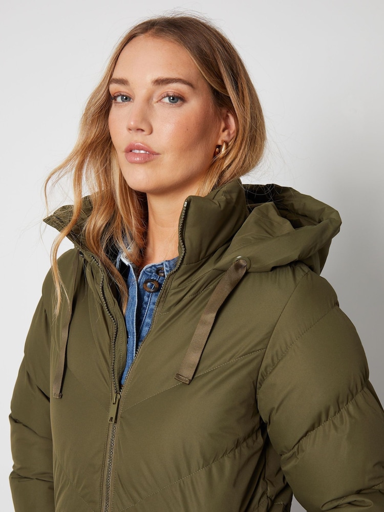 Threadbare Green Hooded Padded Mid Length Jacket - Image 5 of 5