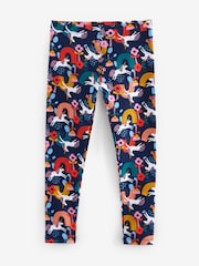 Navy Blue/Pink Rainbow Unicorn Printed Leggings (3-16yrs) - Image 3 of 5