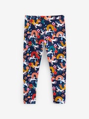 Navy Blue/Pink Rainbow Unicorn Printed Leggings (3-16yrs) - Image 4 of 5