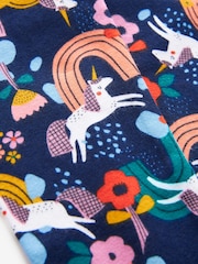 Navy Blue/Pink Rainbow Unicorn Printed Leggings (3-16yrs) - Image 5 of 5