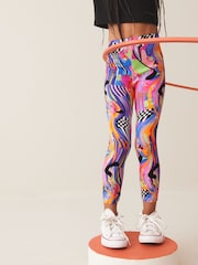 Blue/Pink Bright Digital Paint Drip Printed Leggings (3-16yrs) - Image 1 of 8