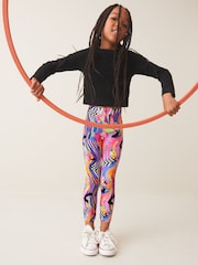 Blue/Pink Bright Digital Paint Drip Printed Leggings (3-16yrs) - Image 2 of 8