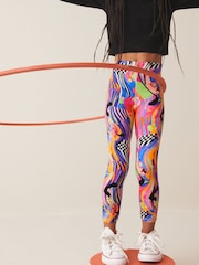 Blue/Pink Bright Digital Paint Drip Printed Leggings (3-16yrs) - Image 4 of 8
