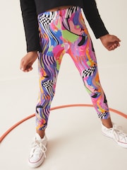 Blue/Pink Bright Digital Paint Drip Printed Leggings (3-16yrs) - Image 6 of 8
