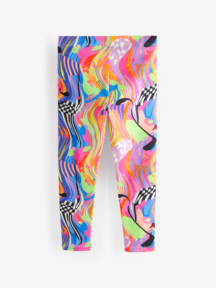 Blue/Pink Bright Digital Paint Drip Printed Leggings (3-16yrs) - Image 7 of 8