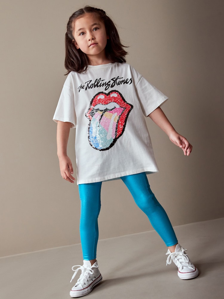 Blue Metallic Foil Shiny Leggings (3-16yrs) - Image 1 of 7 Blue Metallic Foil Shiny Leggings (3-16yrs) - Image 1 of 7