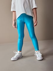 Blue Metallic Foil Shiny Leggings (3-16yrs) - Image 2 of 7