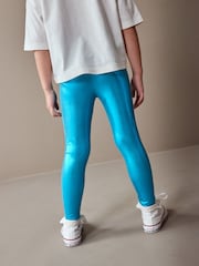 Blue Metallic Foil Shiny Leggings (3-16yrs) - Image 3 of 7
