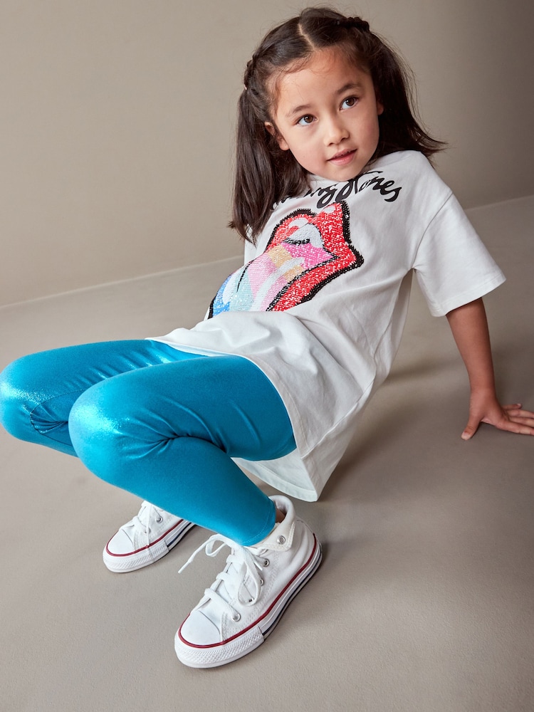 Blue Metallic Foil Shiny Leggings (3-16yrs) - Image 7 of 7