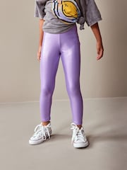 Lilac Purple Metallic Foil Shiny Leggings (3-16yrs) - Image 2 of 7