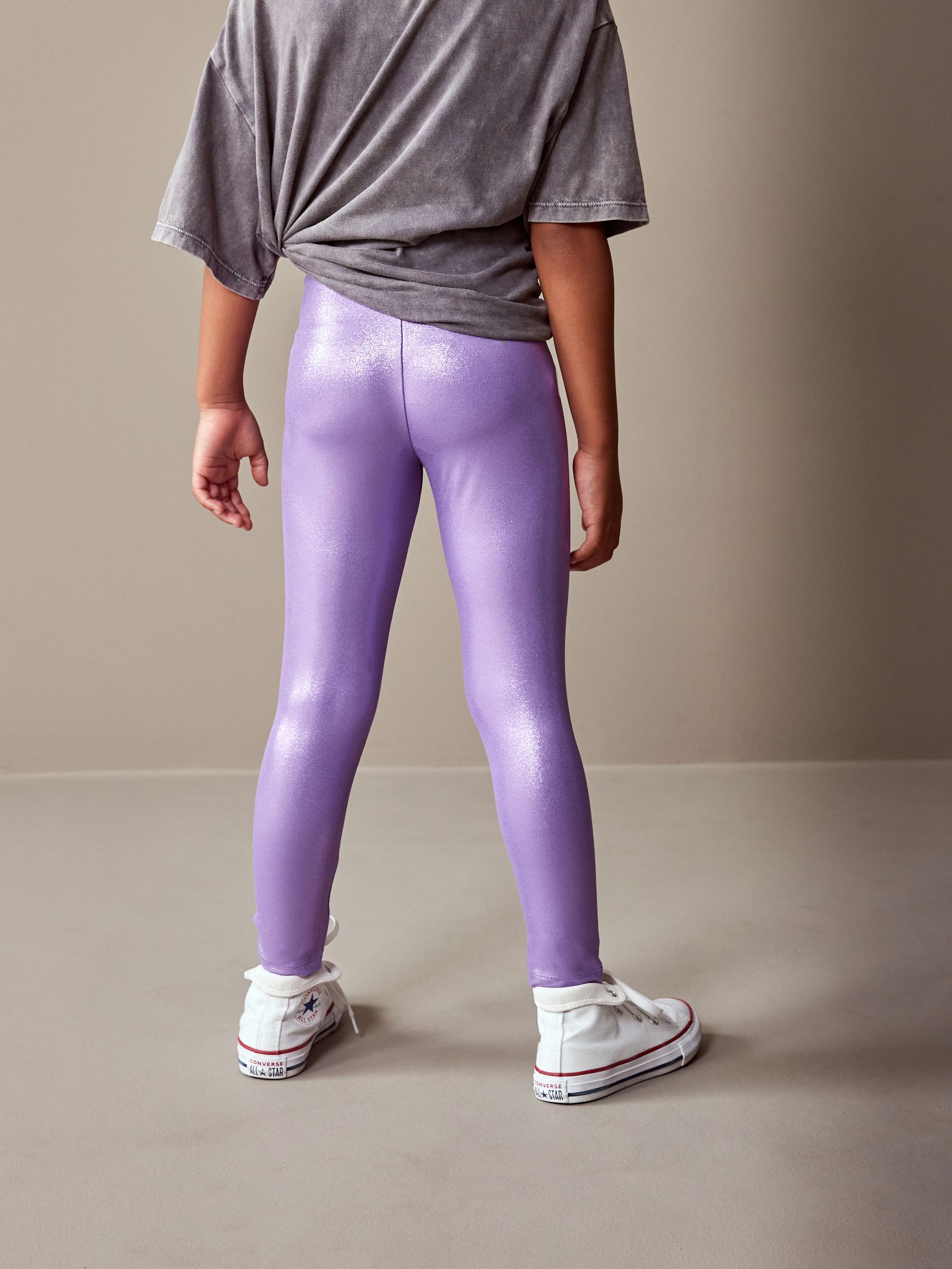 Purple metallic leggings online