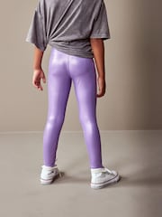 Lilac Purple Metallic Foil Shiny Leggings (3-16yrs) - Image 3 of 7