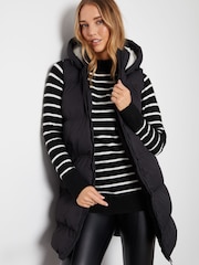 Threadbare Black Hooded Padded Gilet - Image 1 of 4