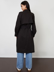 Threadbare Black Raglan Trench Coat - Image 3 of 4