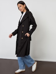 Threadbare Black Raglan Trench Coat - Image 4 of 4
