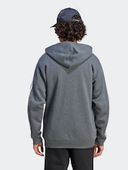 adidas Grey Essentials Fleece 3-Stripes Zip Up Hoodie - Image 2 of 6